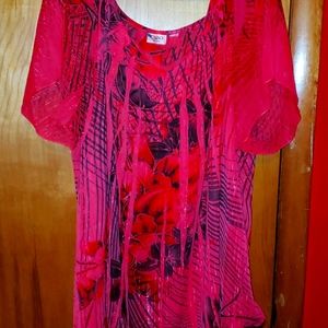 CATO RED BLACK BLOUSE